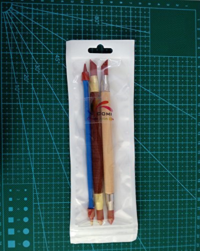 COMIART 3pcs Two Head Clay Color Shapers, Artist's Rubber Tip Paint Brushes, Pottery Clay Sculpture Carving Tools, Blending, Drawing