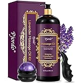 Pjordo Aromatherapy Lavender Massage Oil, Massage Oil for Massage Therapy, Calming, Soothing, Relaxing, Spa Gifts for Him Her, 10 Fl Oz, Valentines Day Gifts for Women Men