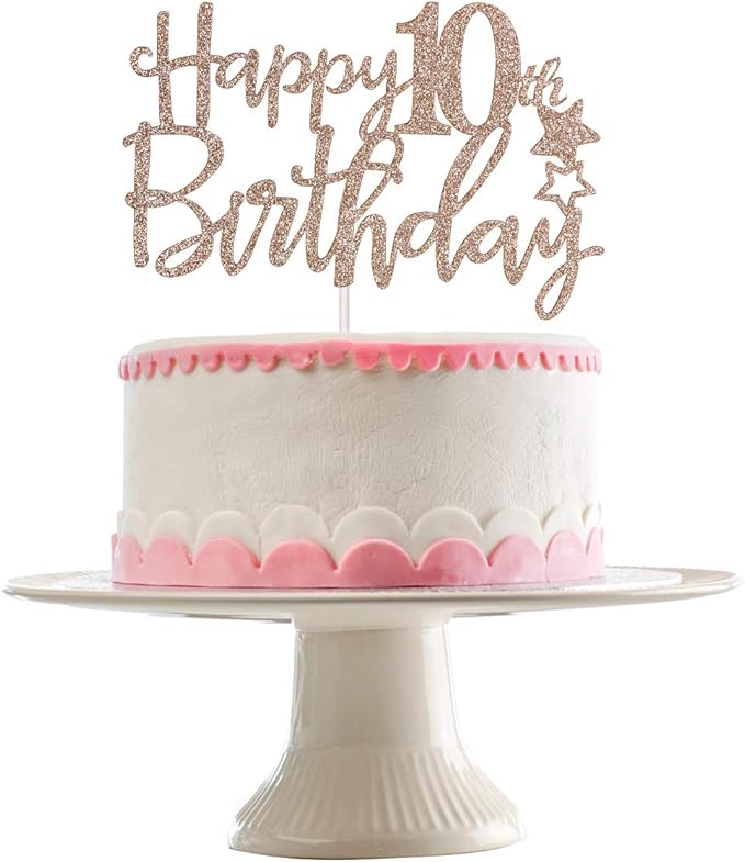 10th Birthday Decorations Rose Gold For Girls Double Digits Happy 10th Birthday Theme Banner Cake Topper 10 Year Old Birthday Party Supplies Party Supplies Balloons