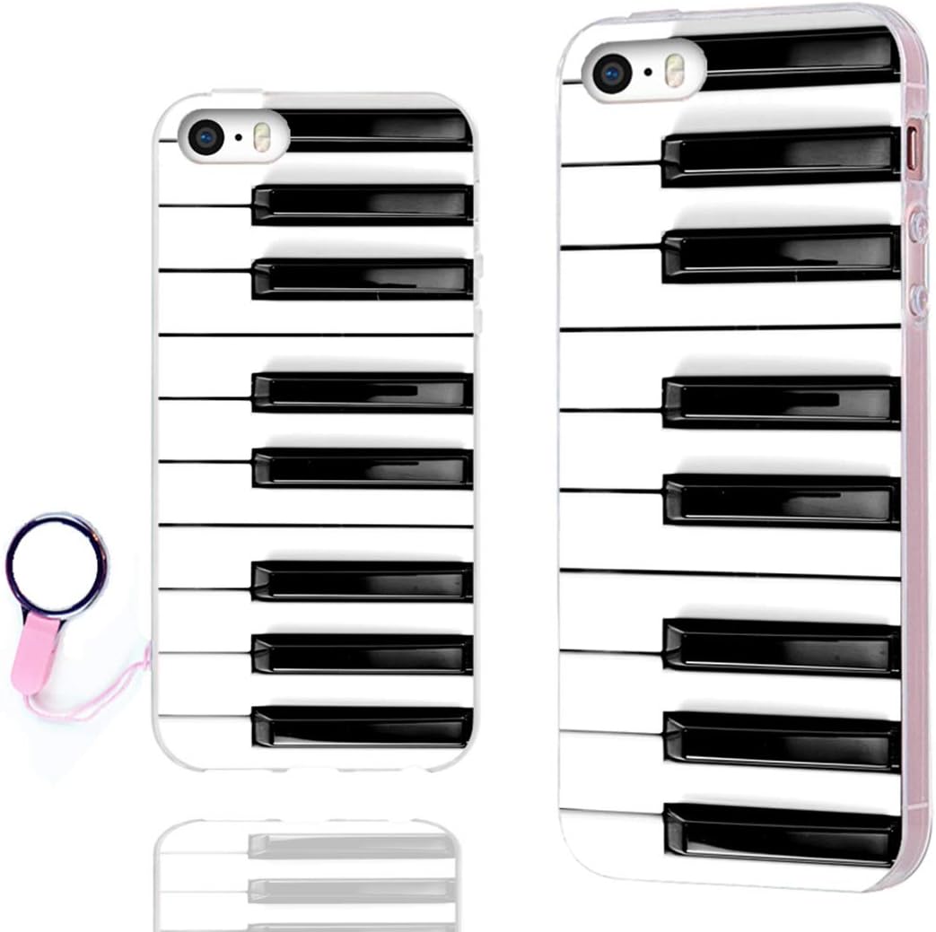 iPhone SE Case,iPhone 5S Case,iPhone 5 Case,ChiChiC Full Protective Case Slim Flexible Soft TPU Gel Rubber Cases Cover for Apple iPhone 5/5S/ SE 2016,Music Design Funny Black White Piano Key