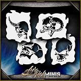 Mini Skulls 2 Set AirSick Airbrush Stencil Template