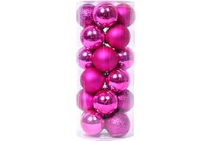 MOMFEI Christmas Tree Ornaments Ornaments Ball 24PC Christmas Decorations Christmas Balls Tree Home Decor (Hot Pink, One Size)