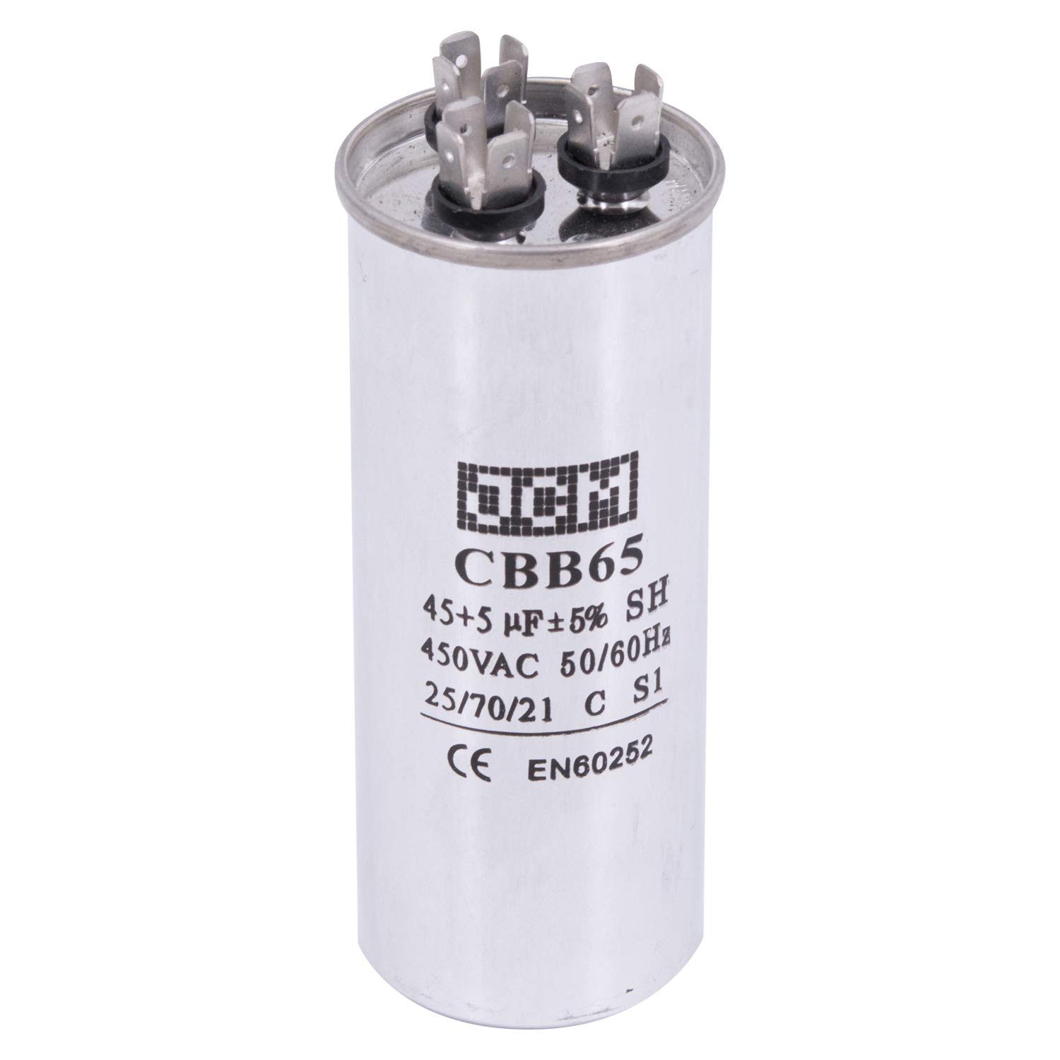 JCM AC Motor Run Capacitor 45 uf + 5 uf MFD 450v 50/60hz Dual Farad Round CBB65 (Condenser Straight Cool or Heat Pump Air Conditioner Furnace, Blower, and Other Electric Motors) Works 370/440 VAC