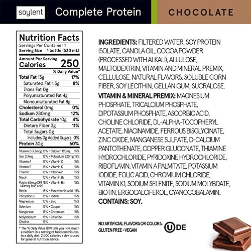 Soylent Complete Protein GlutenFree Vegan Protein Meal Replacement