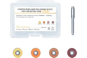 HUALNYK Dental Polishing Discs Assorted Kit, 40PCS Dental Single Sided Sand Finishing Grinding Disc with Mandrel, for Contouring and Teeth Whitening Polishing (12.7mm)