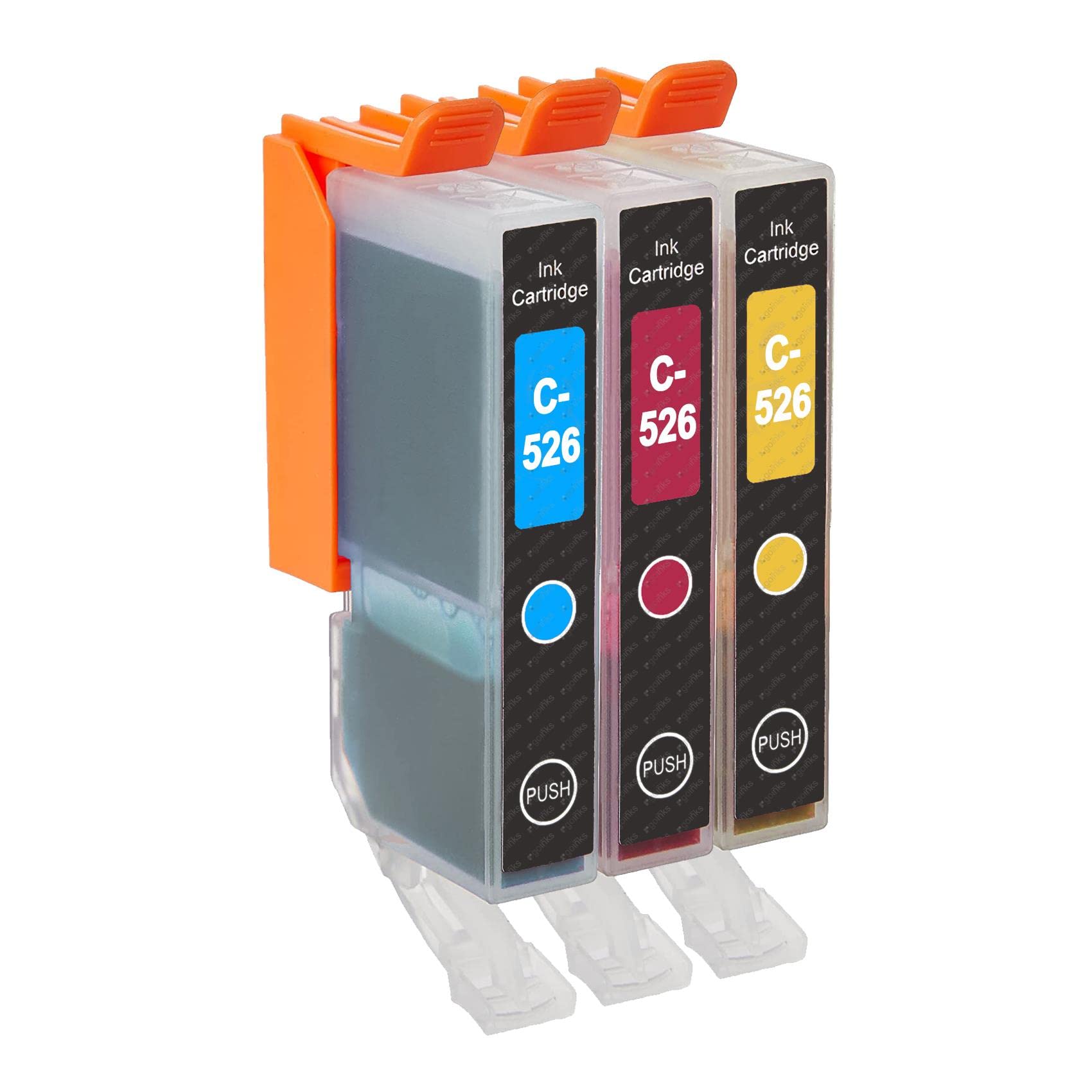 Go Inks C-526 Compatible Set of 3 C/M/Y Ink Cartridges to replace Canon for use with Canon PIXMA Printers (Pack of 3)