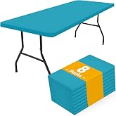 Smiry 8 Pack Rectangle Picnic Table Cloth, Waterproof Elastic Fitted Tablecloths, Washable Polyester Rectangular Patio Table Cover for Camping, Indoor and Outdoor (Teal, 30"x72")
