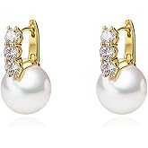 Rnivida Gold Plated Big Pearl Drop Earring Pearl Earrings for Women