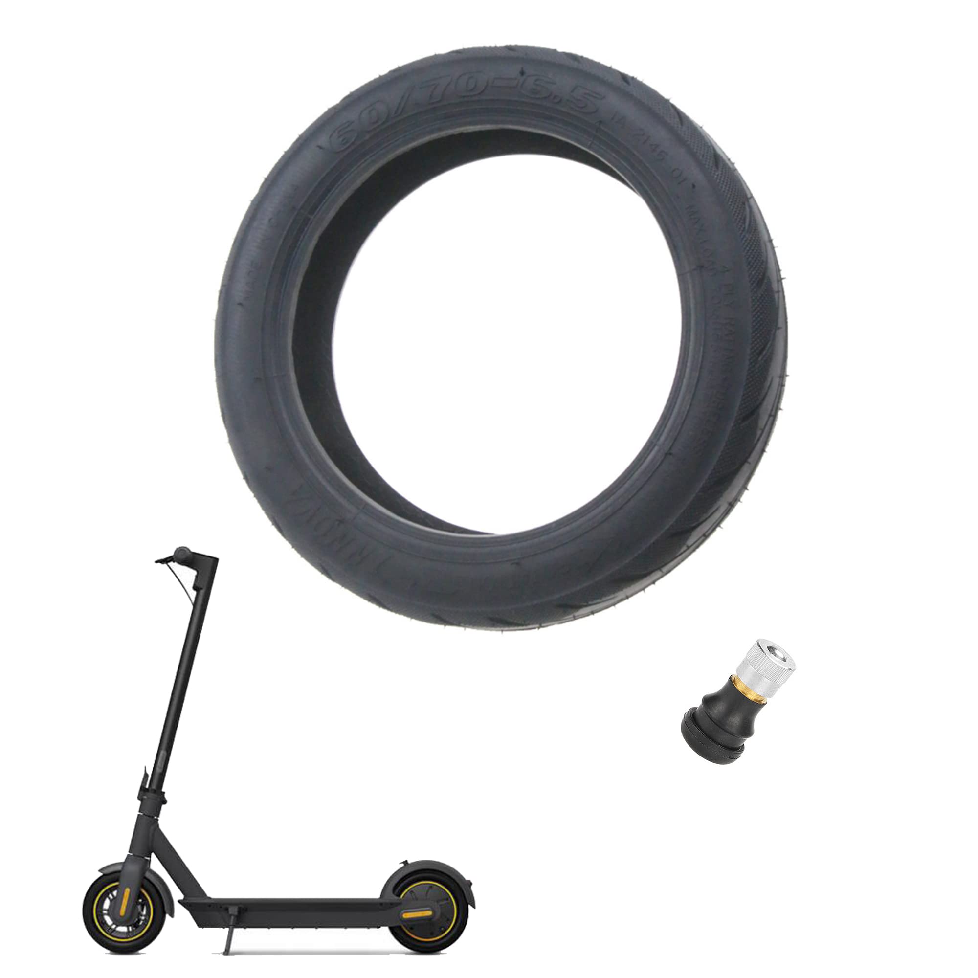 Fututech 60/70-6.5 Vacuum Tyre + Valve for Segway Ninebot Max G30 Anti-Vibration Tire for Electric Scooter Accessory Scooter Spare Part