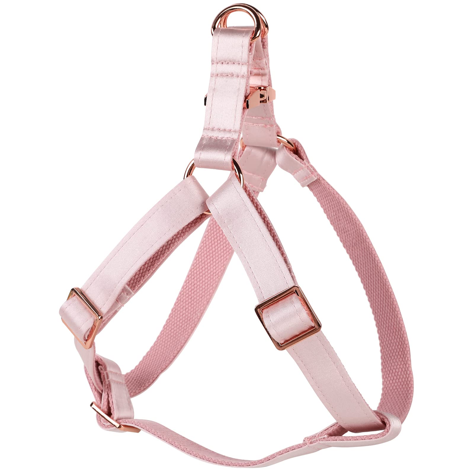 Photo 1 of Lionet Paws Dog Harness, No-Pull Adjustable Silk Nylon Webbing Pet Harness with Metal Buckle for Large Dogs Easy Walking, Pink, L