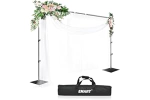 EMART Backdrop Stand, 8.5ft Height 10ft Width Adjustable Photography Background Support Poles with Heavy Duty Flat Base, Photo Metal Steel Pipe and Drape Frame Kit for Parties Birthday Wedding - Black