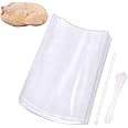 Large Turkey Shrink Bags,30 Pcs 16x30 Inches Clear Poultry Heat Shrink Bags Freezer with Zip Ties, Silicone Straw for Turkey,Chickens,Rabbits