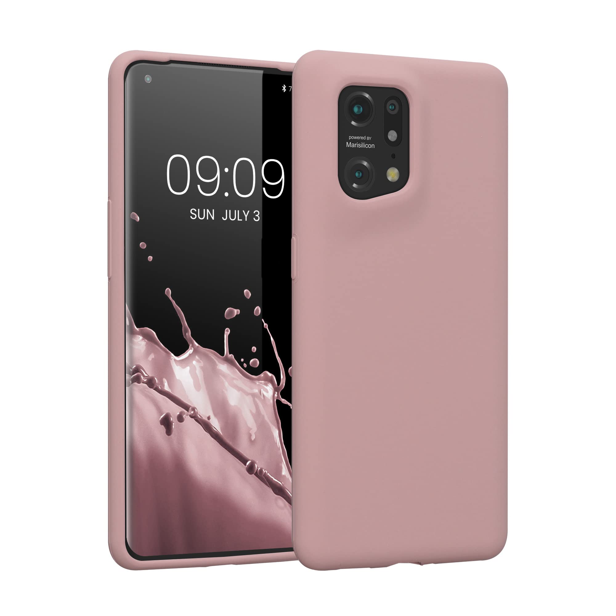 kwmobile Case for Oppo Find X5 (5G) Case - Soft Cover - Shockproof Silicone - Wireless Charging Winter Rose