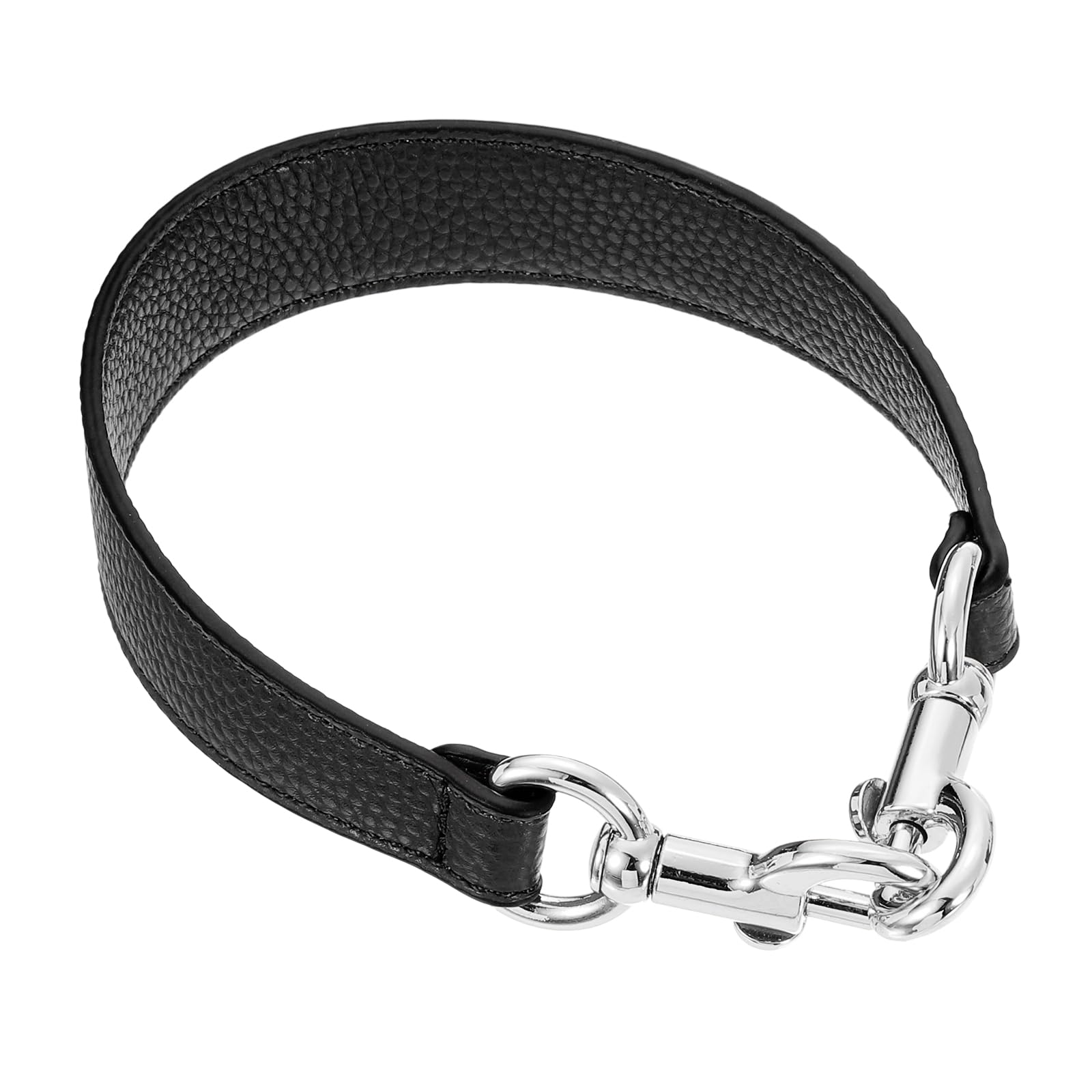 Photo 1 of uxcell 15.35 Inch PU Leather Short Bag Strap with Clasp, Purse Handles Handbags Replacement Straps for Clutch Bag Crossbody Underarm Bags, Black, Silver Buckle