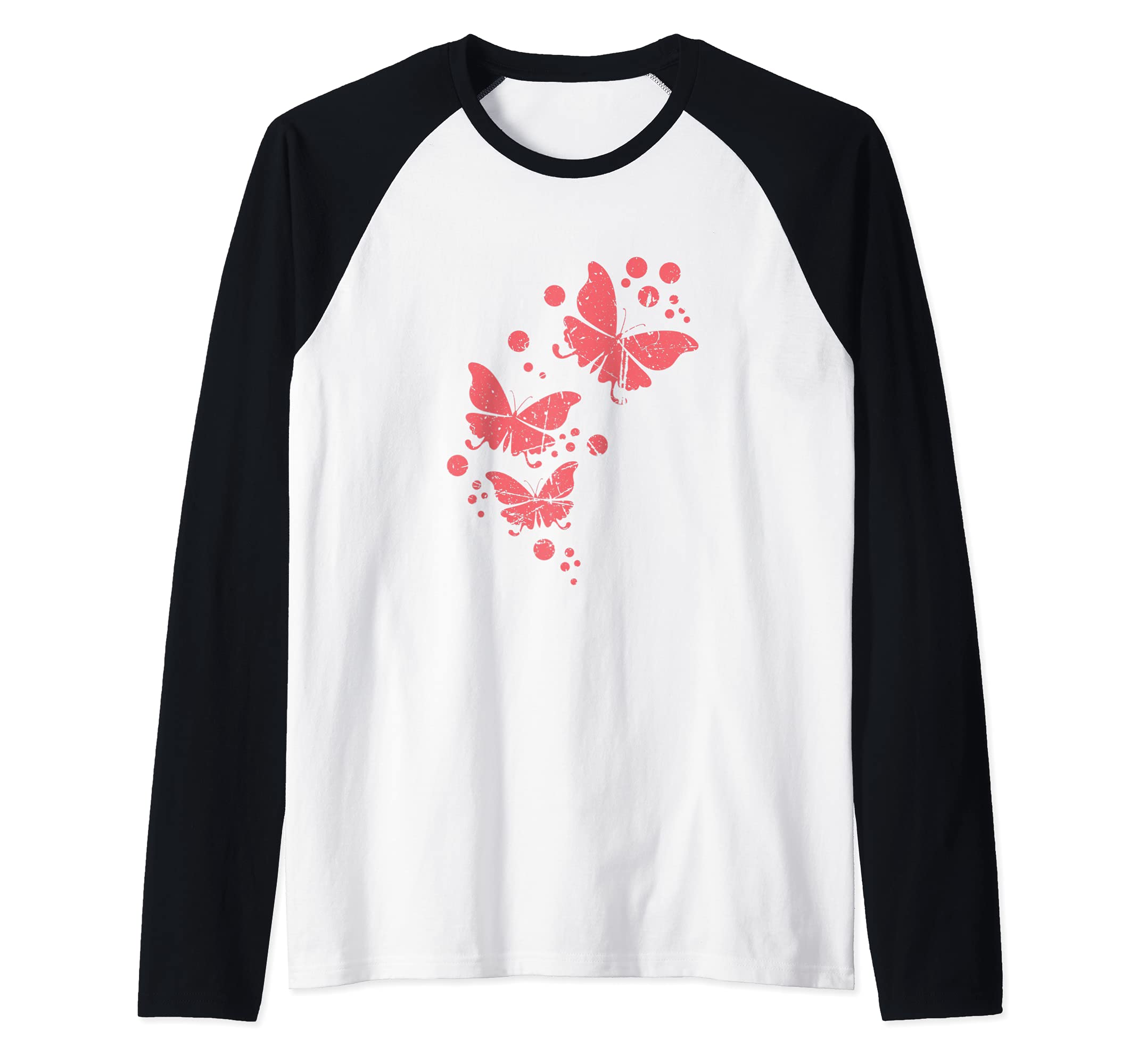 Cute Butterfly Design Nature Gardening Butterflies Raglan Baseball Tee