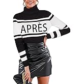 ALPSWARE Women Turtleneck Sweaters Striped Colorblock Tops Winter Apres Ski Sweater Shirts Fashion Winter Outfits