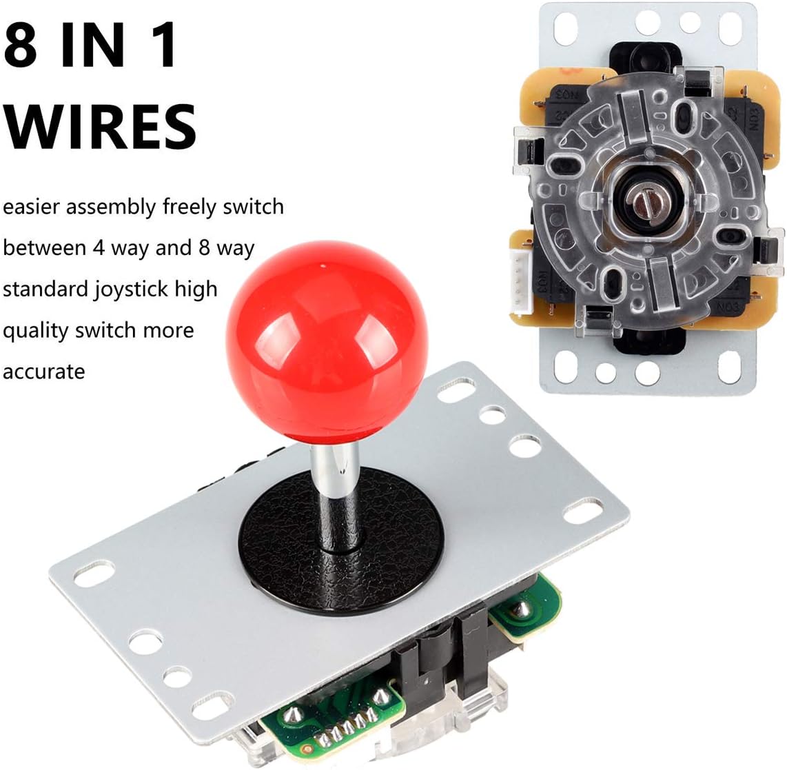 Fosiya 2 Player Arcade Joystick LED Chrome Buttons for PC Arcade Gamepads & Standard Controllers DIY Games MAME Kit (Chrome Red & Blue Buttons): Computers & Accessories