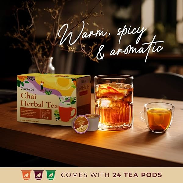 GYA TEA CO CHAI HERBAL TEA POD (24 CT) – DECAF HOT TEA WITH AROMATIC & MELLOW FOR SMOOTH & COMFORT