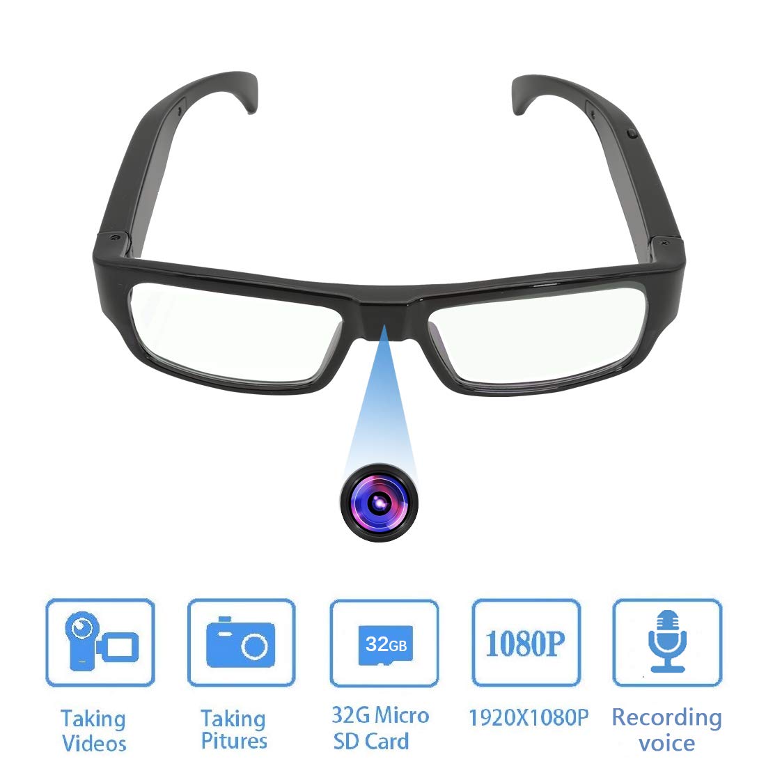 Hidden Camera Eyeglass, AKTOUGST Spy Glasses with Mini