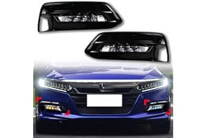 KEEGTBOX Switchback White/Amber/Blue DRL Front Daytime Running Light Sequential Flash Turn Signal Feature Fit for Honda Accord LX EX Sport EX-L Touring 2018 2019 2020 Accessories (Front Fog Light)