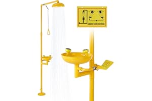 VEVOR Emergency Shower Eye Wash Station, 34.25 x 15.75 x 91.73 Inch 304 Stainless Steel Eyewash and Shower Combination, OSHA-