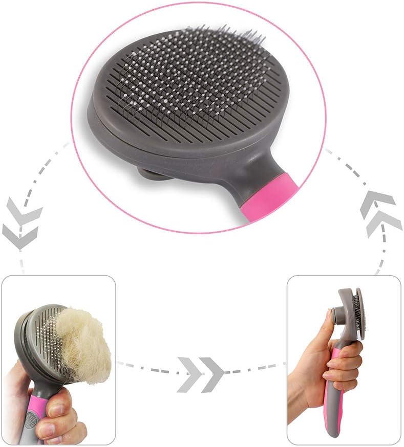 Hesiry Cat Grooming Massage Brush Pet Soft Shedding Brush, Removes Loose Undercoat Gently, Pet Slicker Brush for Matted and Tangled Hair with Self Cleaning Button : Pet Supplies