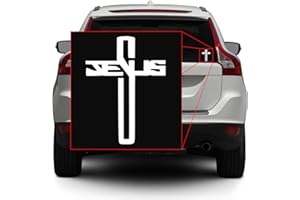 HILL COUNTRY VINYL Jesus Cross Christian [Pick Any Color] Vinyl Transfer Sticker Decal for Laptop/Car/Truck/Window/Bumper (3in x 2.2in, White)