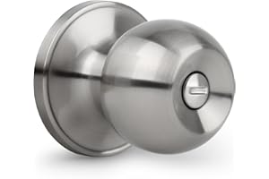 Gaurqiah Keyless Privacy Door Knob, Ball Design Doorknob for Interior, Reversible Round Door Lock for Bath Bed Doors, Stain Nickel