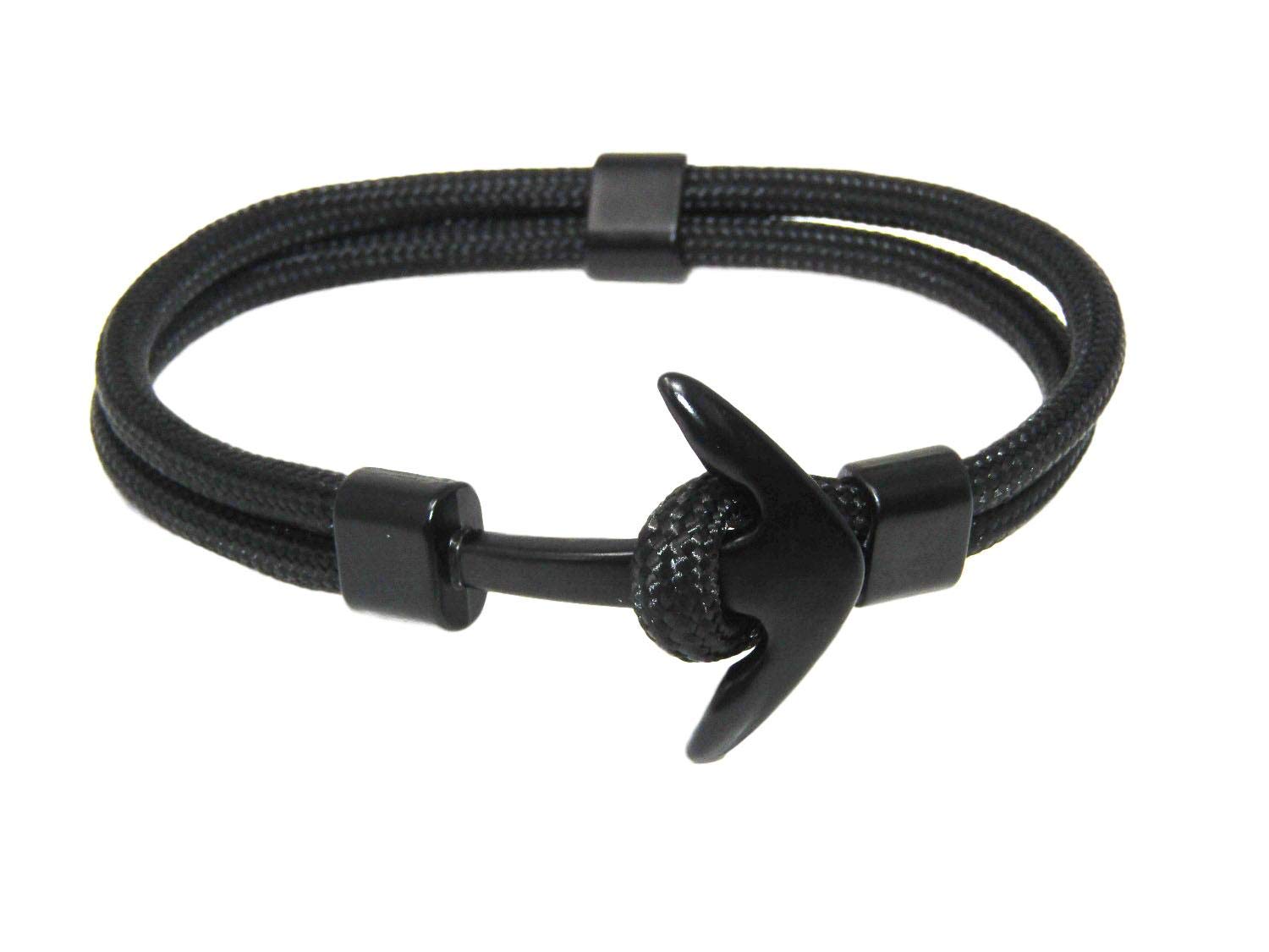 Jeannieparnell 114 - Mans/Mens Black Bracelet Modern Design 4mm Paracord with Anchor Design Clasp