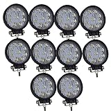 AUXTINGS 10 Pcs 4" Inch 27W Spot LED Work Light Bar Off Road Car Driving Lamp for Jeep Cabin/Boat/SUV/Truck/Car/ATV/Vehicles/automative/jeep/Marin (18W,6000K,Round)