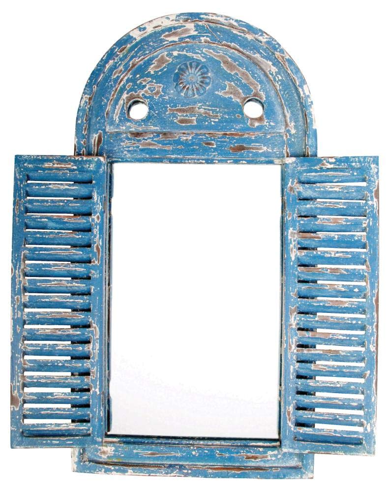 Esschert Design WD13 Blue Louvre Mirror, 39.2 x 3.9 x 75 cm