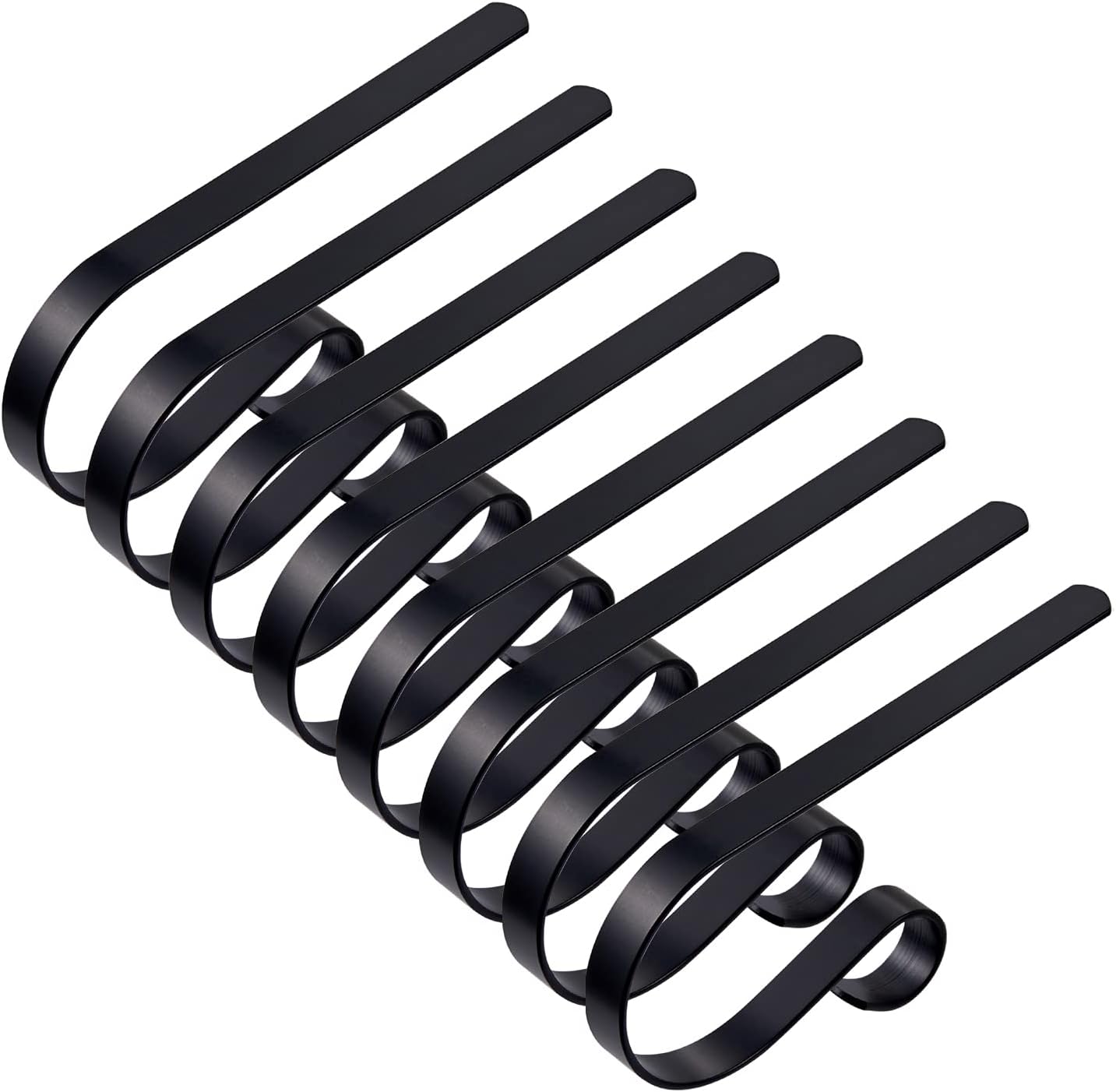 Stockings & Holders - Abaokai 8 Pack Christmas Stocking Holders Metal Mantel Lightweight Adjustable Stocking Holder No-Slip Stocking Hangers for Christmas Party Decoration, Black