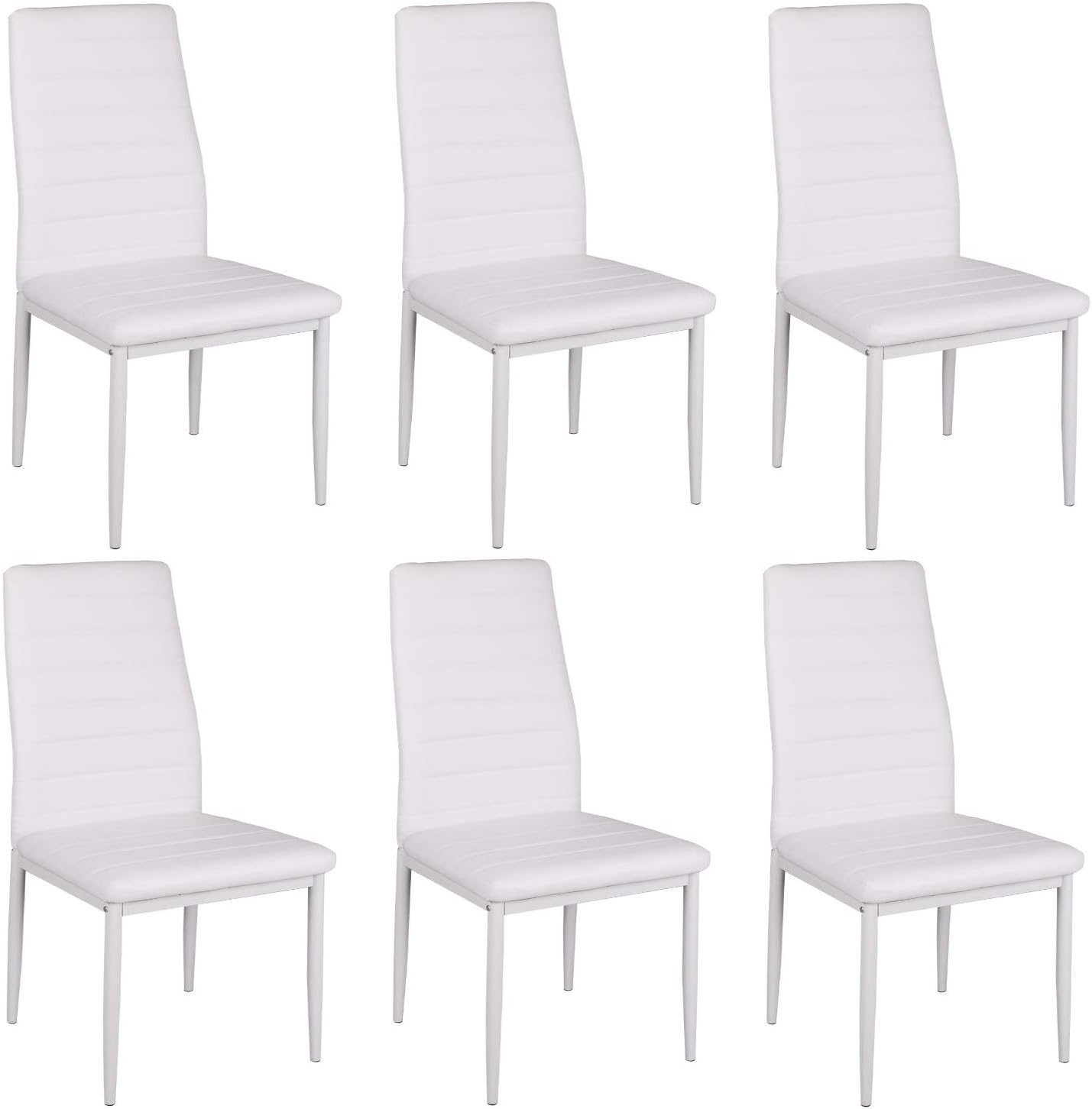 Jooli H Modern Faux Leather Dining Chairs Set of 6, High Back Padded