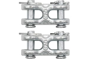 2Pack 1/4 Inch - 5/16 Inch Double Clevis Link, Twin Link Clevis 3900 WLL, Zinc-Plated Safety Chain Repair Links