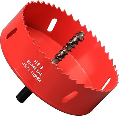 Ihomepark Hole Saw 110 mm Bi-Metal HSS 30 mm Cutting Depth Wood Plastic