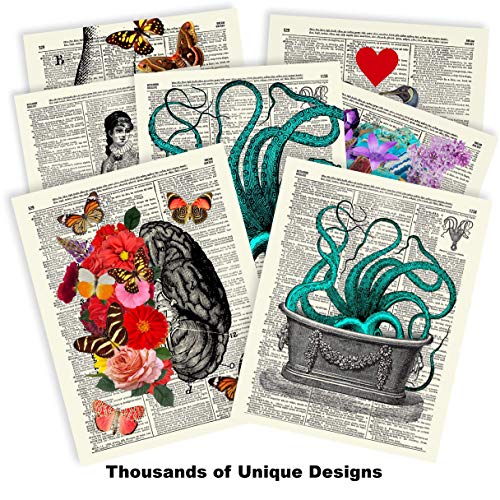 Blue Octopus Upcycled Vintage Dictionary Art Print 8x10