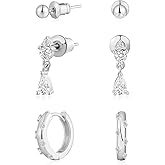 Sargetou Small Hoop Earrings for Women,14K Gold/Sterling Silver Plated CZ Dangle Earring Set Waterproof Minimalism Dainty Earrings Trendy Jewelry Gift