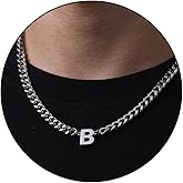 DuoDiner Easter Basket Stuffers -Initial A-Z Cuban Link Chain Necklaces for Men Boys Letter Pendant Stainless Steel 6.5mm 18+2 Inches,Jewelry Gifts