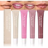 HHLTOH 4 PCS Summer Butter Lip Balm. Ultra-Hydrating Lip Care with Shea Butter &amp; Olive Oil, Soothes Dry Lips with Natural Tint &amp; Gloss Effect, Lip Plumper Moisture &amp; Light Lip Stain Finish Set 04