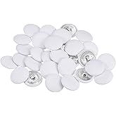 HARFINGTON 30pcs 40L Fabric Cloth Covered Button 25mm Metal Shank Round Sewing Buttons for Suits Dress Blouses, White