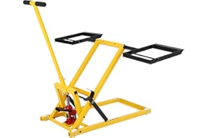 KIARIXO Lawn Mower Lift Jack, Lawn Tractor Lift Jack for Garden Tractors, Zero Turn Mower, Riding Lawn Mowers Maintenance, Mower Lift with Hydraulic 26-1/2 in Lift Height, 500lb Lifting Capacity, Yellow