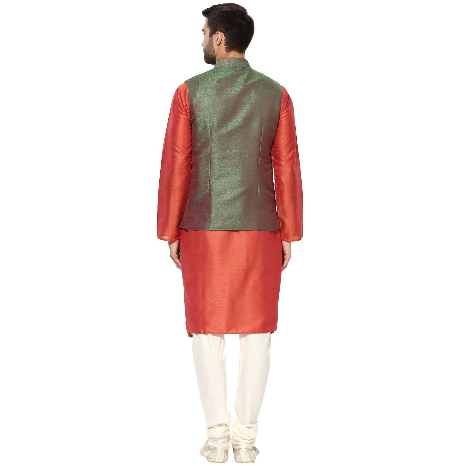 kisah benarasi jaquard cotton silkself designwaistcoat for men's