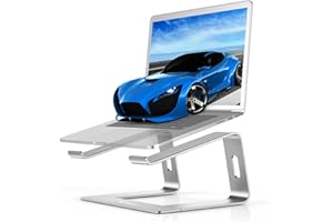 BoYata Laptop Stand, Ergonomic Aluminum Ventilated Laptop Holder Stand for Desk, Portable Notebook Stand Compatible with 10-15.6'' MacBook Pro/Air, Dell, Lenovo, Samsung, Acer and More Laptops -Silver