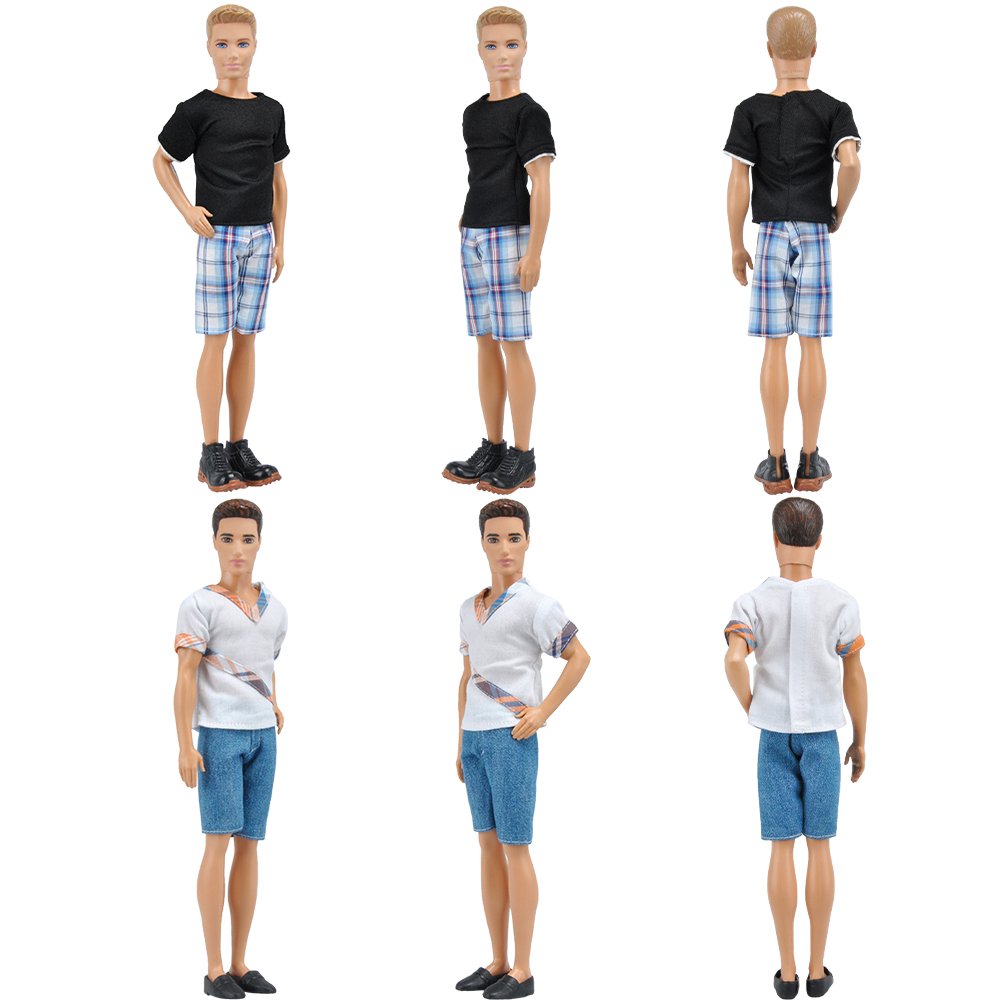 E-TING 3 Sets=6 Items Casual Wear T-Shirt Pants Pack Summer Look for Boy Doll (Lot#A)