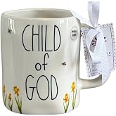 Rae Dunn Child of God inspirational/religious ceramic coffee mug. Double sided sheep in pasture detail