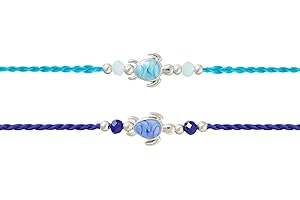 EXIMIOUS INDIA Rakhi for Brother - Set of 2 With Greeting Card, Evil Eye Pendant For Raksha Bandhan Designer Rakhi Thread for Bhaiya Design03