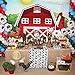 Funnytree 7x5ft Durable Fabric Cartoon Red Farm Animals Party Backdrop No Wrinkles Children Birthday Background for Photography Decorations Photobooth Banner Photo Studio Props