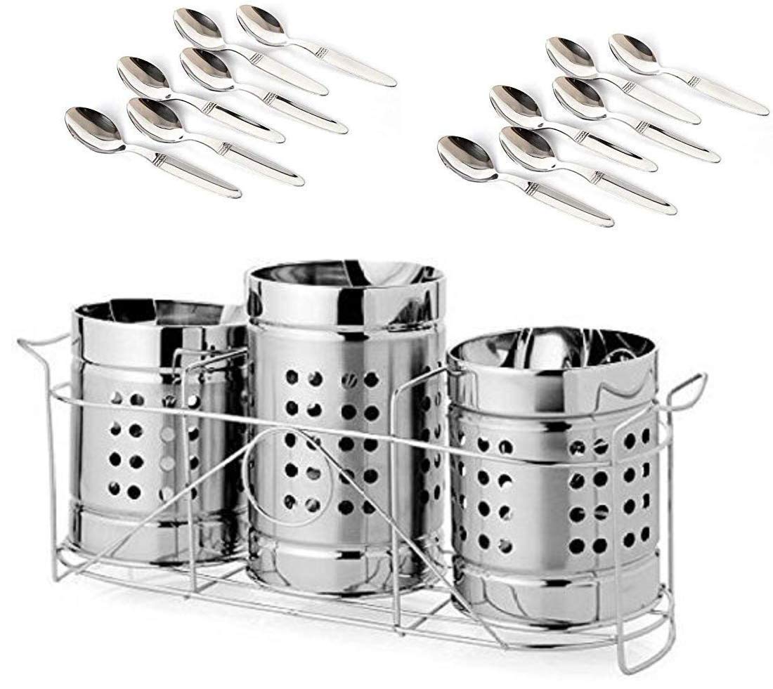 Buy Zero To Infinity Store Stainless Steel Spoon Holder & Stand Set of