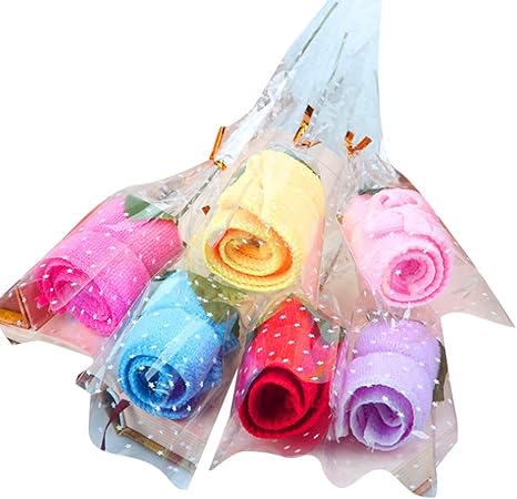 Amazon Lumierechat プチギフト タオル ハンドタオル タオルハンカチ ギフト お礼 退職 結婚式 景品 粗品 個包装 10個 A 8996 10個セット ローズ タオルセット ホーム キッチン オンライン通販