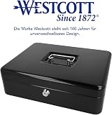 Westcott Lockable Cash Box Large 30 cm Black with 2 Keys | Steel view 7
